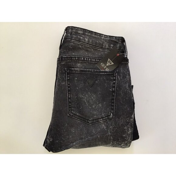 Guess Women’s Mid Rise sexy Curve Skinny Jeans Black Destroy Embroidered Size 27 - Picture 5 of 12